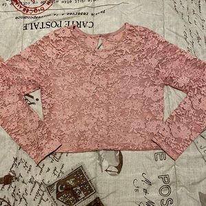 Soft Pink Sparkly Top with Floral Skirt Bottoms